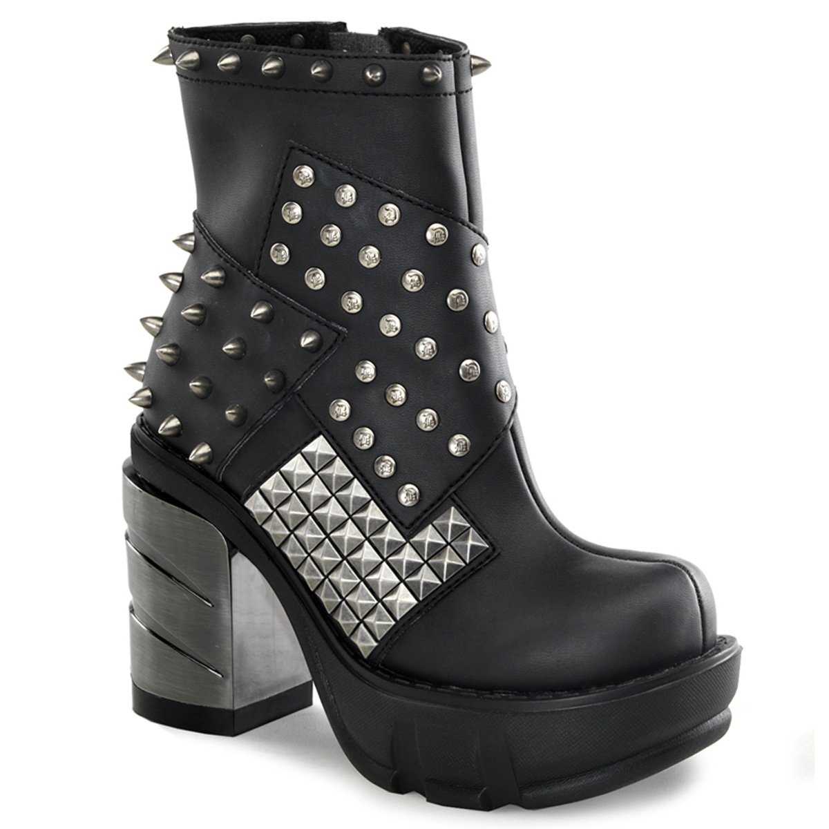 Bottines Demonia Sinister-64 Platform Cuir Vegan Noir Femme | MIG-7405637