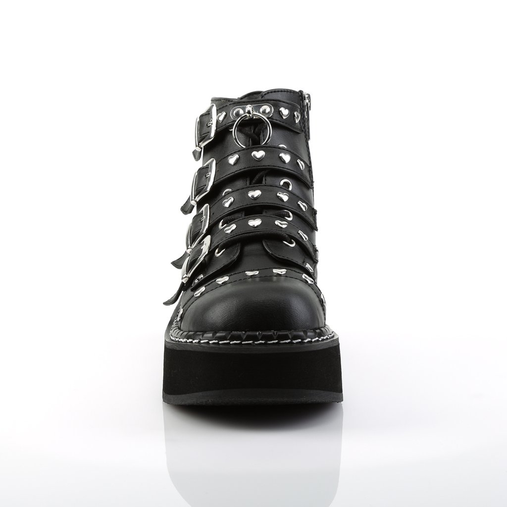 Bottines Demonia Emily-315 Platform Dentelle Up Cuir Vegan Noir Femme | GNP-8536748