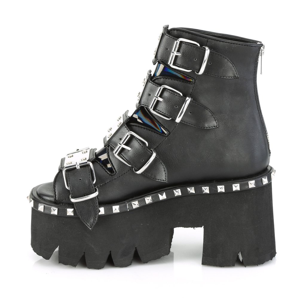 Bottines Demonia Ashes-70 Platform Cuir Vegan Noir Femme | FLJ-1824821