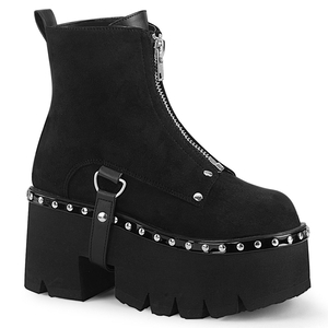 Bottines Demonia Ashes-100 Platform Daim Vegan Noir Femme | NBK-3755281