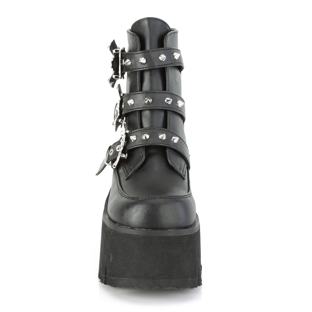 Bottines Demonia Ashes-55 Platform Cuir Vegan Noir Femme | ISY-4008082