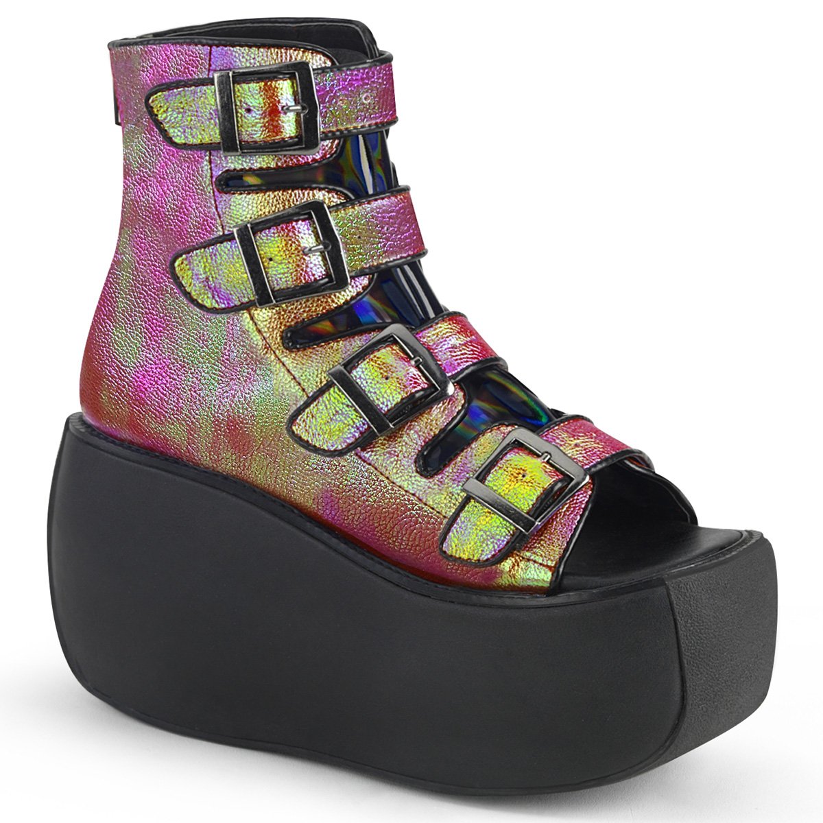 Bottines Demonia Violet-150 Platform Vegan Rose / Vert Femme | KMZ-2478813