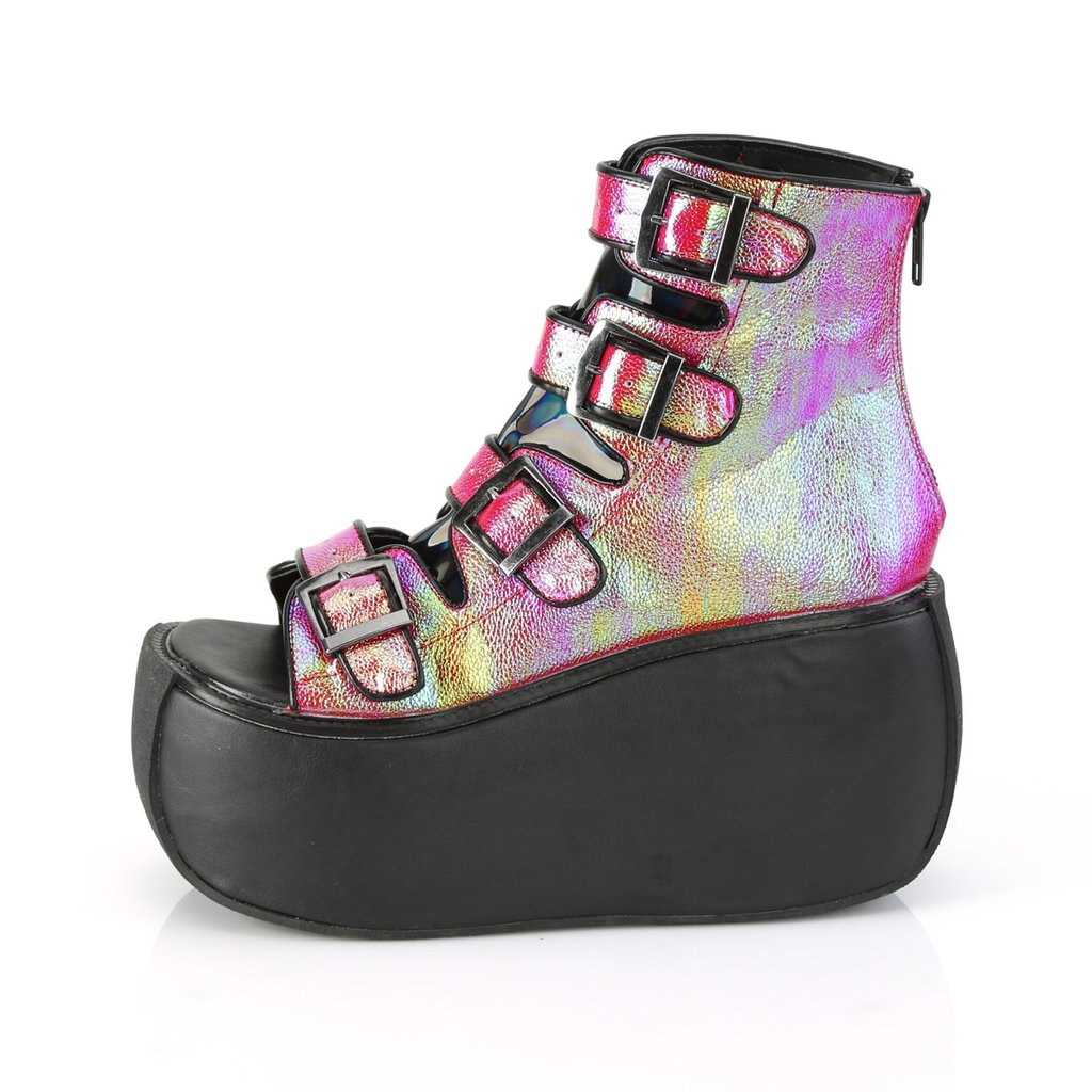 Bottines Demonia Violet-150 Platform Vegan Rose / Vert Femme | KMZ-2478813