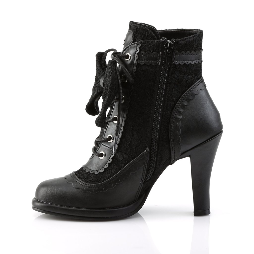 Bottines Demonia Glam-200 Platform Dentelle Up Vegan Noir Femme | UGN-7686386