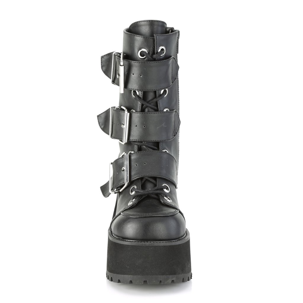 Bottines Demonia Ranger-308 Platform Dentelle Up Cuir Vegan Noir Femme | ZXR-1501439