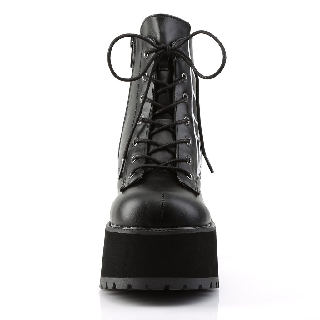 Bottines Demonia Ranger-105 Platform Dentelle Up Cuir Vegan Noir Femme | XZG-2696916