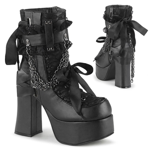 Bottines Demonia Charade-110 Platform Dentelle Up Vegan Noir Femme | RAI-5544098