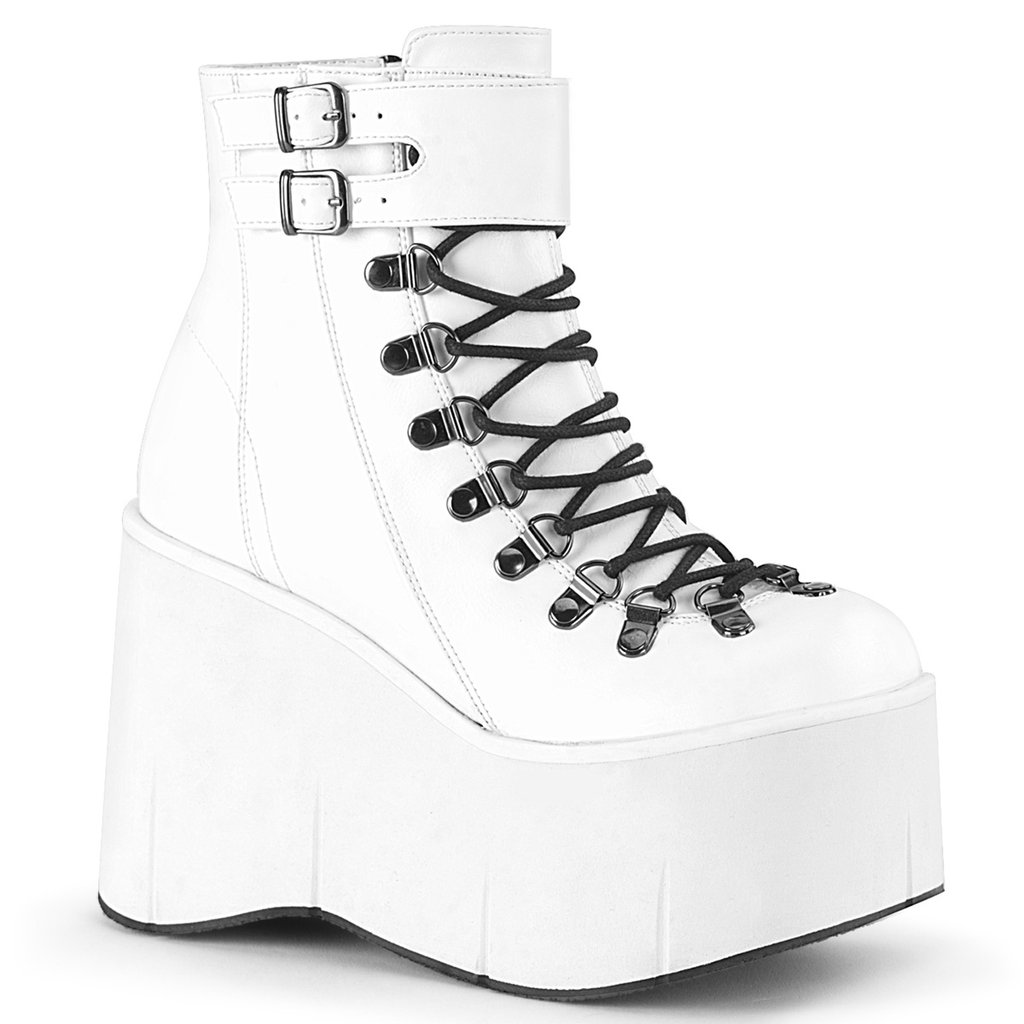 Bottines Demonia Kera-21 Platform Cuir Vegan Blanche Femme | KVV-6885220