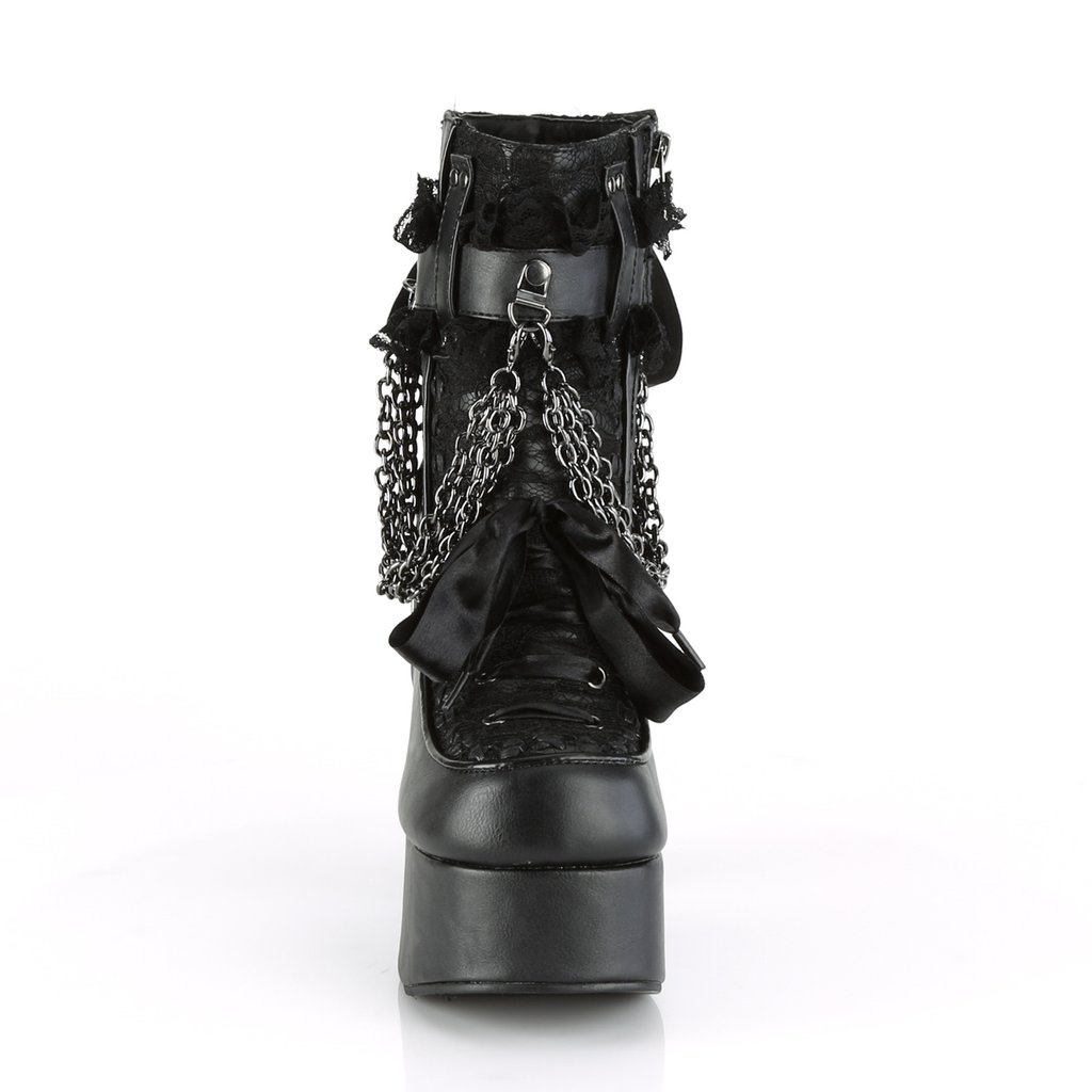 Bottines Demonia Charade-110 Platform Dentelle Up Vegan Noir Femme | RAI-5544098