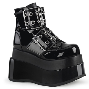 Bottines Demonia Bear-104 Platform Dentelle Up Cuir Vegan Noir Femme | VRU-6877697